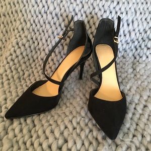 Suede and Patent Leather Pumps